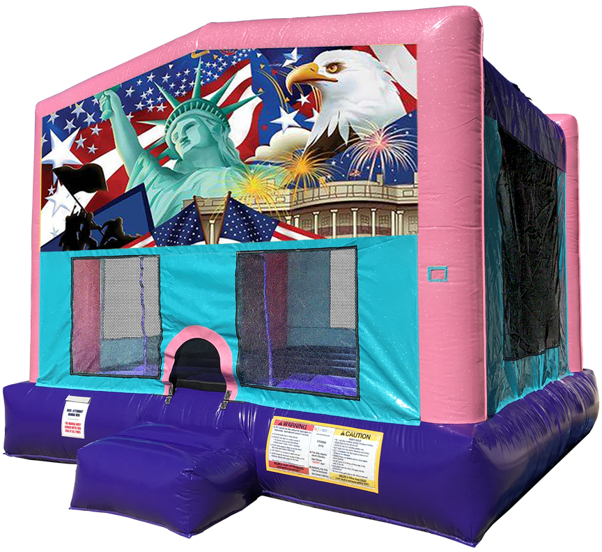 Patriotic Sparkly Pink Bounce House Rentals in Austin Texas from Austin Bounce House Rentals