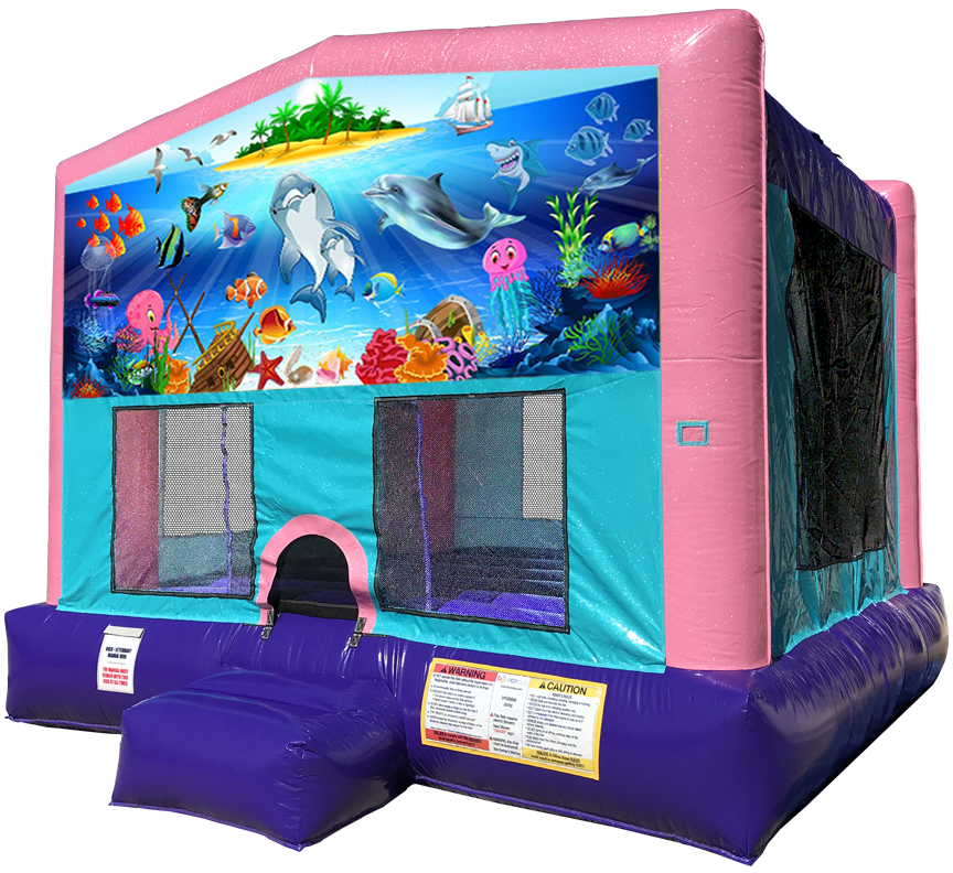 Under the Sea Sparkly Pink Bounce House Rentals in Austin Texas from Austin Bounce House Rentals