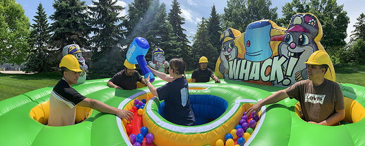 Wacky Mole Inflatable Game Rental people playing Wacky Mole in Austin Texas