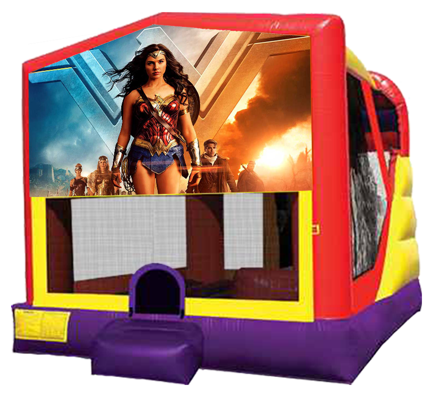 Wonder Woman 4-in-1 Combo featuring bouncer, slide, climber and basketball hoop in Austin Texas