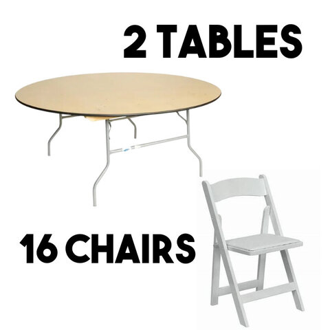 2 60in Round Table & 16 Formal Chairs