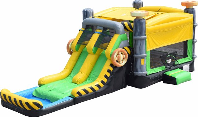 Caution Double Lane Bounce House Combo Wet/Dry Caution Double Lane Bounce House Combo Wet/Dry