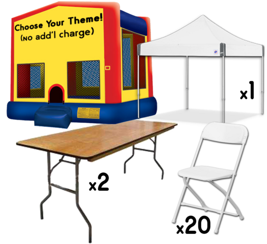 Funhouse + 2 Tables + 20 Chairs 10x10 Tent Funhouse + 2 Tables + 20 Chairs 10x10 Tent