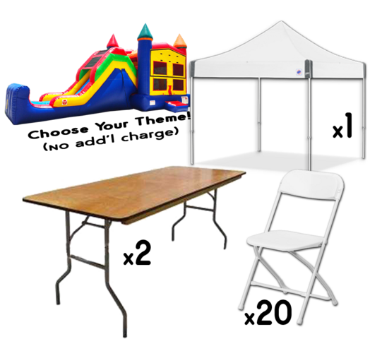 Super Combo 5-in-1+ 2 Tables + 20 Chairs 10x10 Tent Super Combo 5-in-1+ 2 Tables + 20 Chairs 10x10 Tent