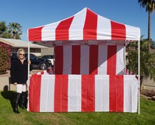 10' X 10' Red and White Striped Carnival Booth (includes sides and backwall)