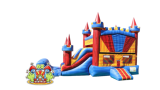 (New!) XL Wild 3-in-1 Castle Combo with Slide (Dry) + basketball hoop