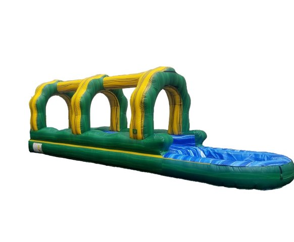 28FT Green Marble Single Lane Slip-N-Slide with Pool