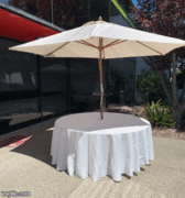 5 foot table with Umbrella and Table Cloth