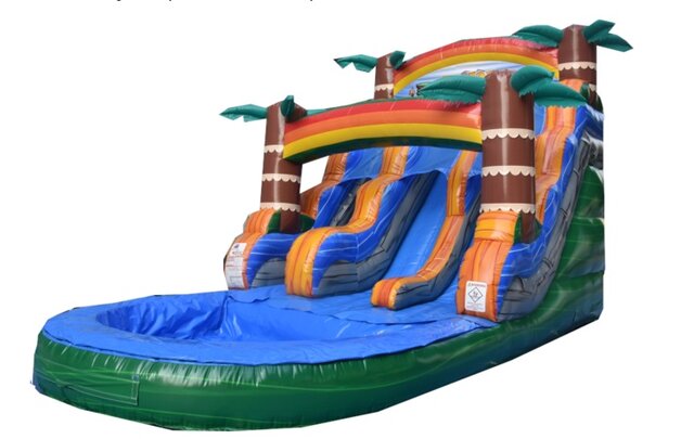 16ft Dual Lane Tiki Water Slide with Pool 16ft Dual Lane Tiki Water Slide with Pool