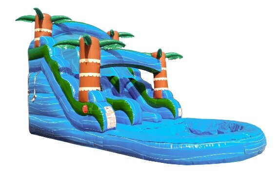 16ft Single Lane Blue Tiki Slide with splash pool 16ft Single Lane Blue Tiki Slide with splash pool