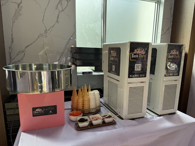 Bat Mitzvah Soft Serve Ice Cream Station Without Cart - On Table