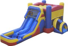 Red and Blue Bounce house with 6 foot double slide and pool