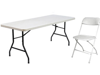 6-foot table, 6 chairs
