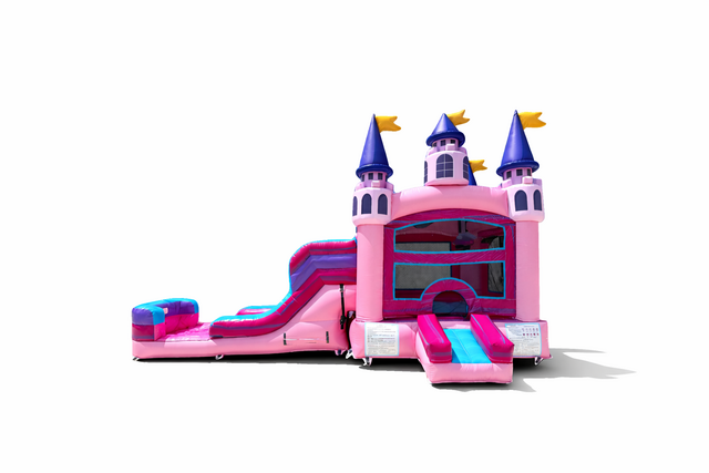 Pink Princess Grand Royale Dual Lane Bounce House Combo Pink Princess Grand Royale Dual Lane Bounce House Combo