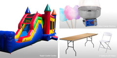 Bounce House with Slide + Cotton Candy Machine Package 
