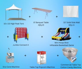 10x10 High Peak Tent, Concessions & Games Package