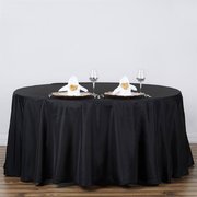 120" Black Round Polyester Tablecloth
