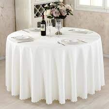 120' White Polyester Round Tablecloth