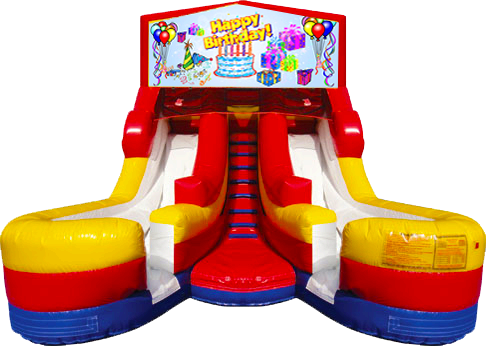 Happy Birthday 16' Dual Lane Dry Slide Happy Birthday 16' Dual Lane Dry Slide