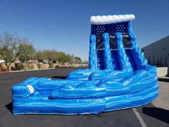 18' Blue WAVE Double Lane Curved Water Slide