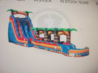 22 ft Tropical Inferno Dual lane slide with slip and slide