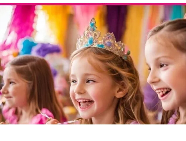 Princess Package Includes guest of honor tiara/sash Face Painting and choice of Hair Styling ( braids, fauxhawk, etc ) finishing with glitter spray, LED Tutu, Fairy wings, or Rhinestone Tiara. $275 for 10 guests/$25 per extra guest Travel: Additiona Princess Package Includes guest of honor tiara/sash Face Painting and choice of Hair Styling ( braids, fauxhawk, etc ) finishing with glitter spray, LED Tutu, Fairy wings, or Rhinestone Tiara. $275 for 10 guests/$25 per extra guest Travel: Additiona