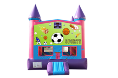 Sports pink and purple bounce house