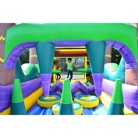 30 Ft Palm Beach Obstacle Bounce House inside