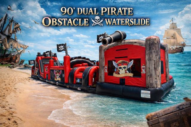 PIRATE 90 FT OBSTACLE BOUNCE HOUSE AND 20 FT WATERSLIDE PIRATE 90 FT OBSTACLE BOUNCE HOUSE AND 20 FT WATERSLIDE