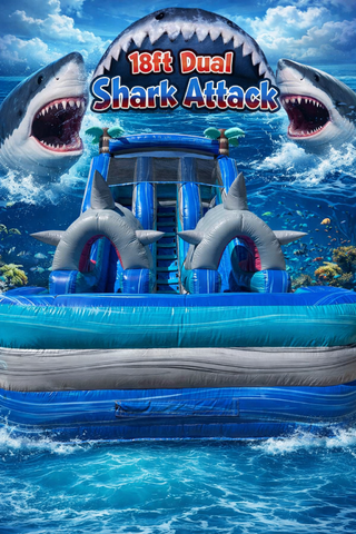 18ft Dual Shark Attack Waterslide 18ft Dual Shark Attack Waterslide