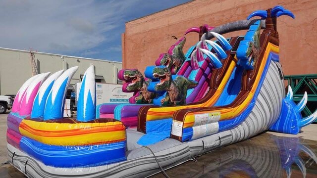 20 ft Double Dino Waterslide 20 ft Double Dino Waterslide