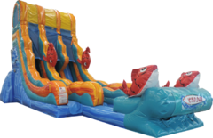 22 Ft Double Lane Big Kahuna Water SlideBest for ages 6+Size 38'L x 18'W x 22'H