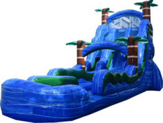 <b><font color=red><b>24 FOOT BLUE HURRICANE DOUBLE LANE WATERSLIDE w/Inflated Pool </font><br><small>Best for ages 6+<br><font color = blue>Size 38'L X 18'W X 24'H</font></b></small>