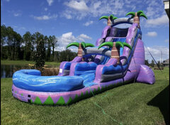 <b><font color=red><b>24 FOOT PURPLE CRUSH WATERSLIDE w/Deep Pool </font><br><small>Best for ages 6+<br><font color = blue>Size 38'L X 14'W X 24'H</font></b></small>