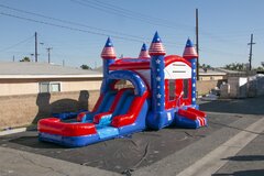 Dual Lane Patriot ComboBest for ages 3+Size 30'L X 17'W X 15'H ***NEW FOR 2022***