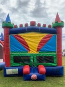 <b><font color=red><b>Green & Red Bounce House</font><br><small>Best for ages 2+<br><font color = blue>Size 15'W X 15'L X 15'H</font></b>