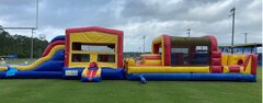 WET 58 FT Obstacle Course with Castle Bounce and Waterslide 