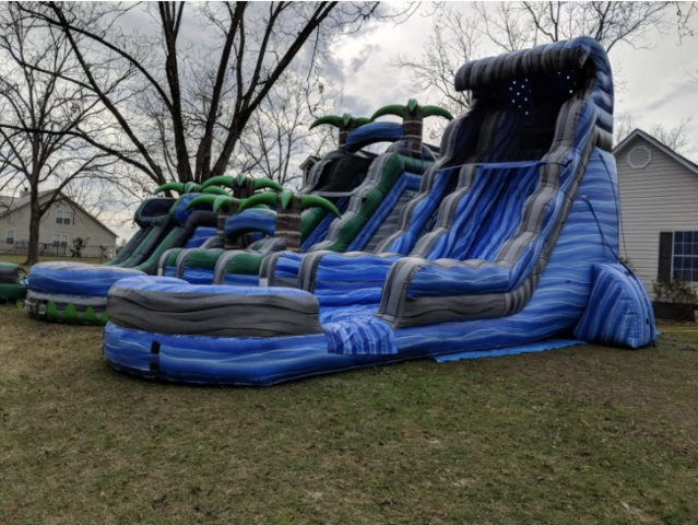22' Tall Water Slide Blue Wave with Pool blue and gray 22' Tall Water Slide Blue Wave with Pool blue and gray