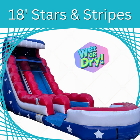18 ft Single Lane Stars and Stripes Slide (Wet or Dry!) 18 ft Single Lane Stars and Stripes Slide (Wet or Dry!)