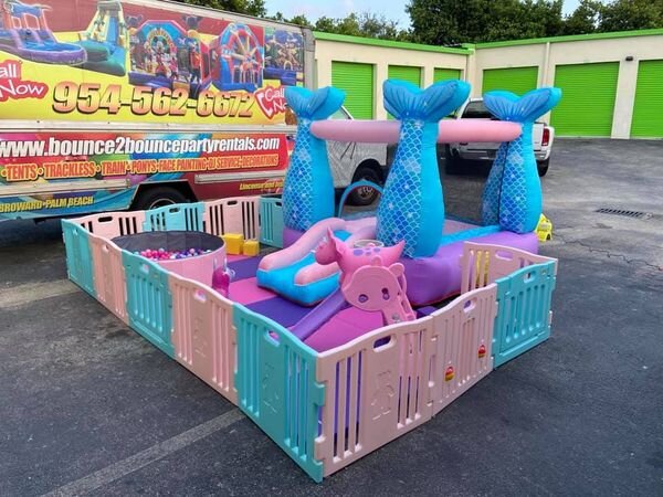 Toddler soft play zone(pink purple blue ) With bounce house