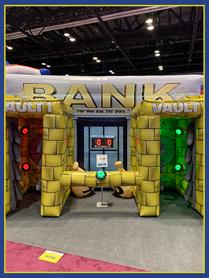 Front view of bank themed interactive game that functions on IPS System.