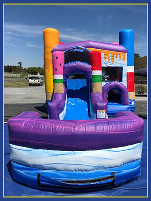 Front view of the combo water slide design with three dimensional ice pops.