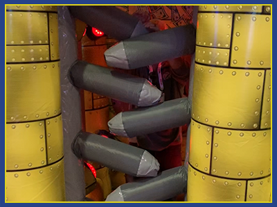 Inflated jail bars on the Interactive Breaking The Bank Game.