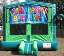 Happy Birthday 2 in 1 GREEN Bounce w/Hoops - UNIT #113