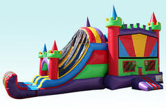 6 in 1 Dual Lane Rainbow Castle Combo Dry 6 in 1 Dual Lane Rainbow Castle Combo Dry