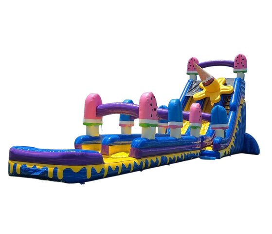 25' Ice Cream Double Lane Water Slide w Pool 25' Ice Cream Double Lane Water Slide w Pool
