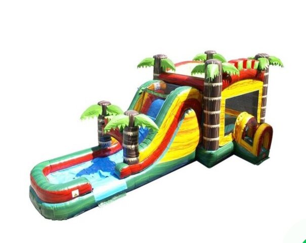 Mega Tropical Fire Bounce House Slide Combo (Wet/Dry) Mega Tropical Fire Bounce House Slide Combo (Wet/Dry)