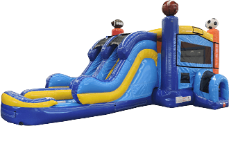 Super Sports Double Lane Bounce House w Splash Pool Combo (Wet/Dry) Super Sports Double Lane Bounce House w Splash Pool Combo (Wet/Dry)