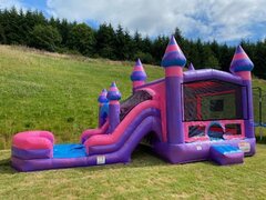 Purple Castle Bounce House with double lane dry slide (31 x 15)