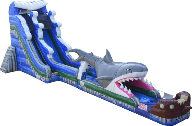 23 tall Shark water slide w slip and slide